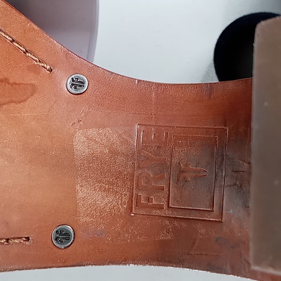 Frye - Denim and Blue Suede Stacked Heel Sandals - 10 - Picture 8 of 16